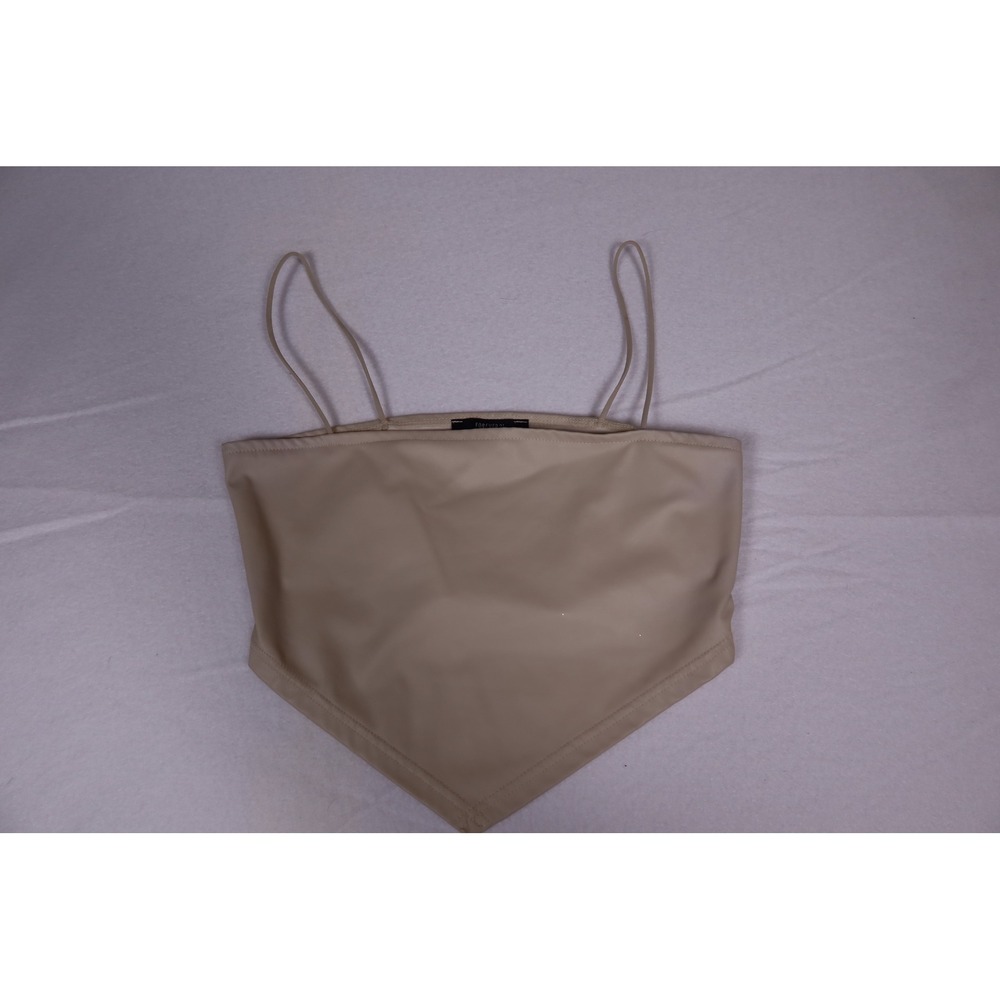 Forever‎ 21 Faux Leather Handkerchief Hem Cami Top Beige Tan Medium